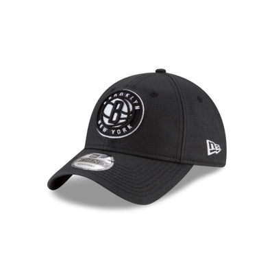 Black Brooklyn Nets Hat - New Era NBA Waxed Canvas 9TWENTY Adjustable Caps USA6823450